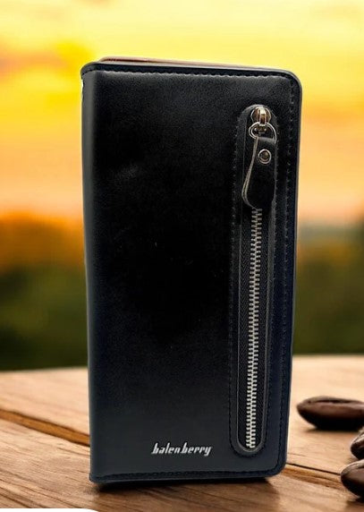 BroadEnd Men’s Long Zip Pu Leather Wallet